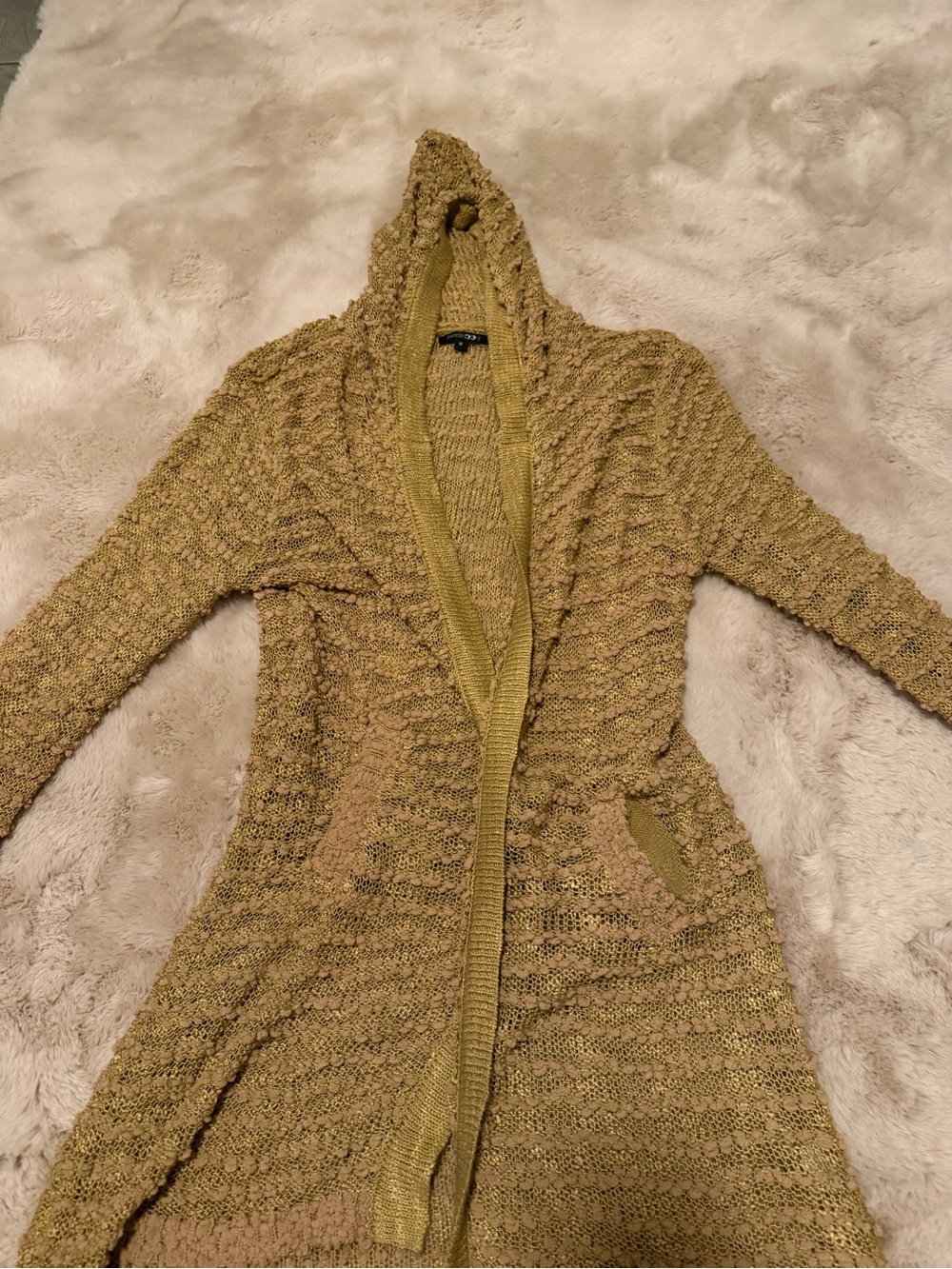 Papermoon Olive Green Hooded Knit Cardigan